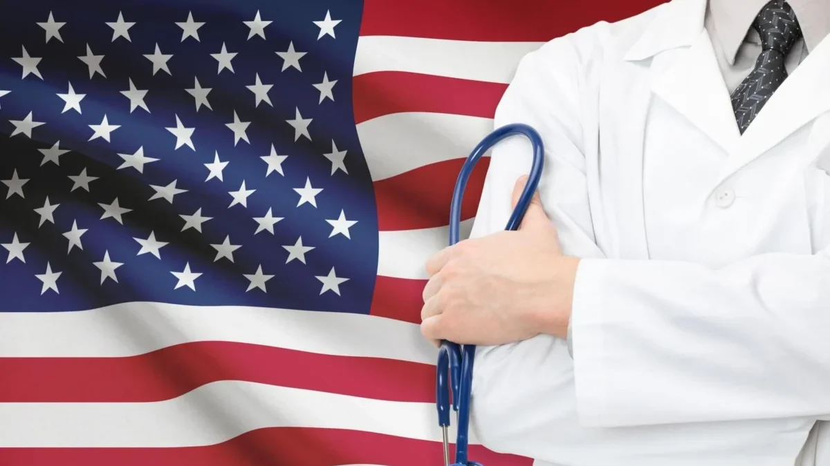 Infographic explaining why the US healthcare system is expensive with key factors such as drug prices, administrative costs, and technology usage.