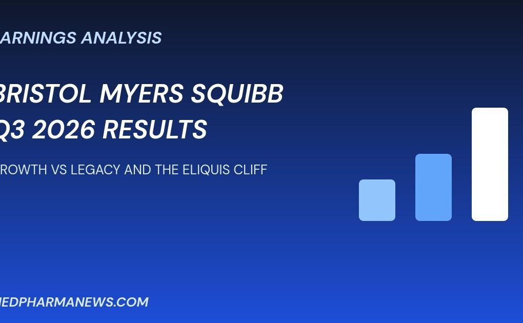 Bristol Myers Squibb Q3 2026 results graphic about growth versus legacy portfolio