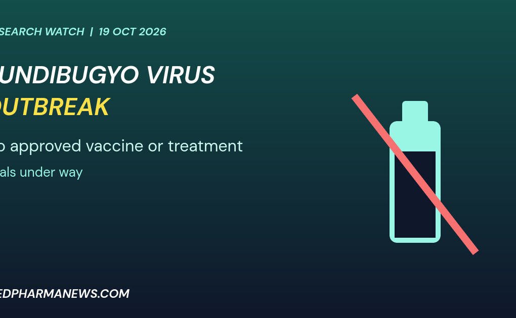 Graphic: Bundibugyo virus outbreak with a crossed-out vaccine vial showing no approved vaccine