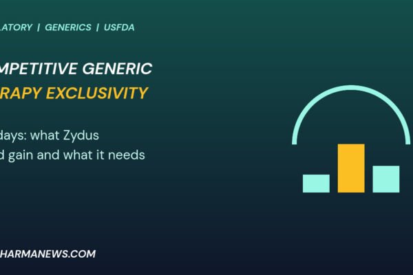 Graphic: Competitive Generic Therapy exclusivity shown as a teal arc over gold and teal bars