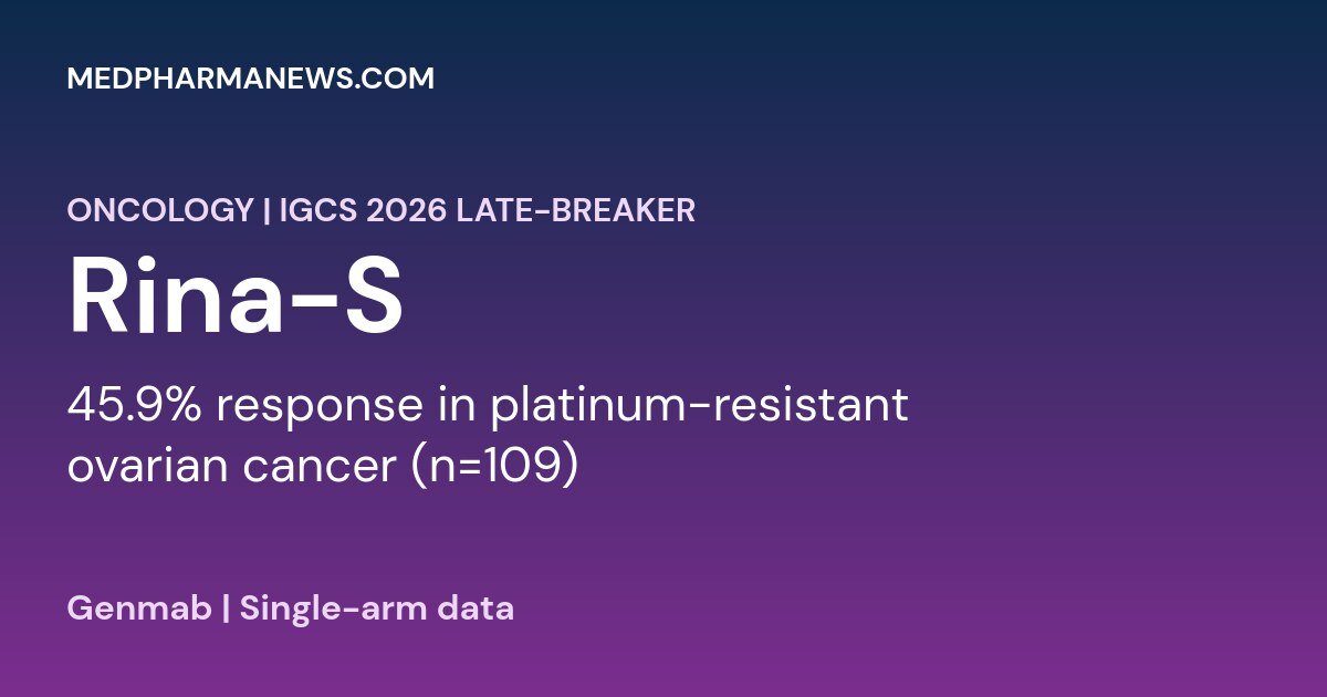 Genmab Rina-S platinum-resistant ovarian cancer 45.9 percent response rate featured graphic