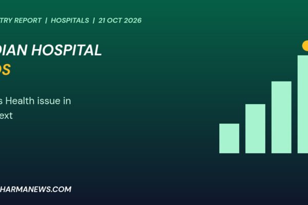 Graphic: Indian hospital IPOs shown as rising bars with a highlighted marker