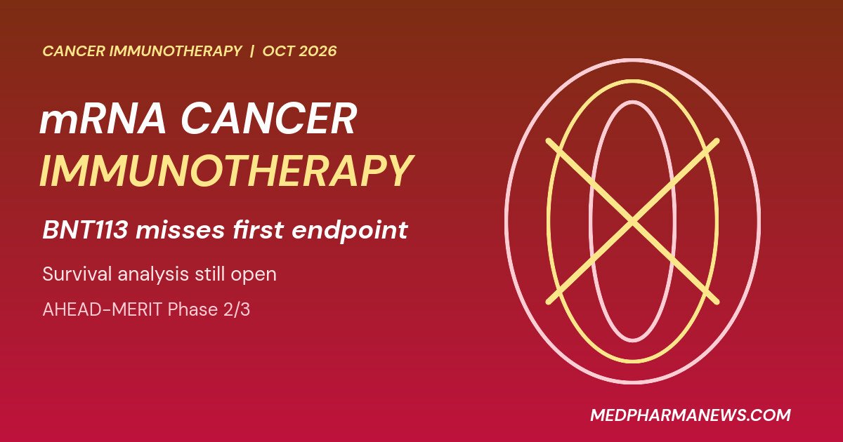 Graphic: mRNA cancer immunotherapy setback as BioNTech BNT113 misses its first endpoint, with overall survival still pending