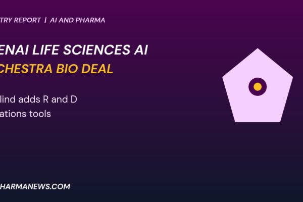 Graphic: OpenAI life sciences AI shown as a faceted badge with a central node