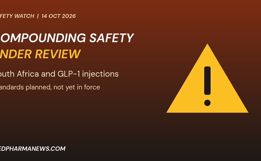 Graphic: pharmaceutical compounding safety warning triangle for South Africa GLP-1 injections