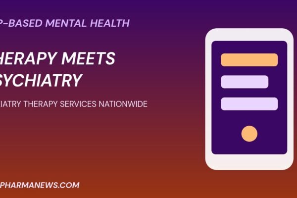 Talkiatry therapy services nationwide graphic with phone and therapy session