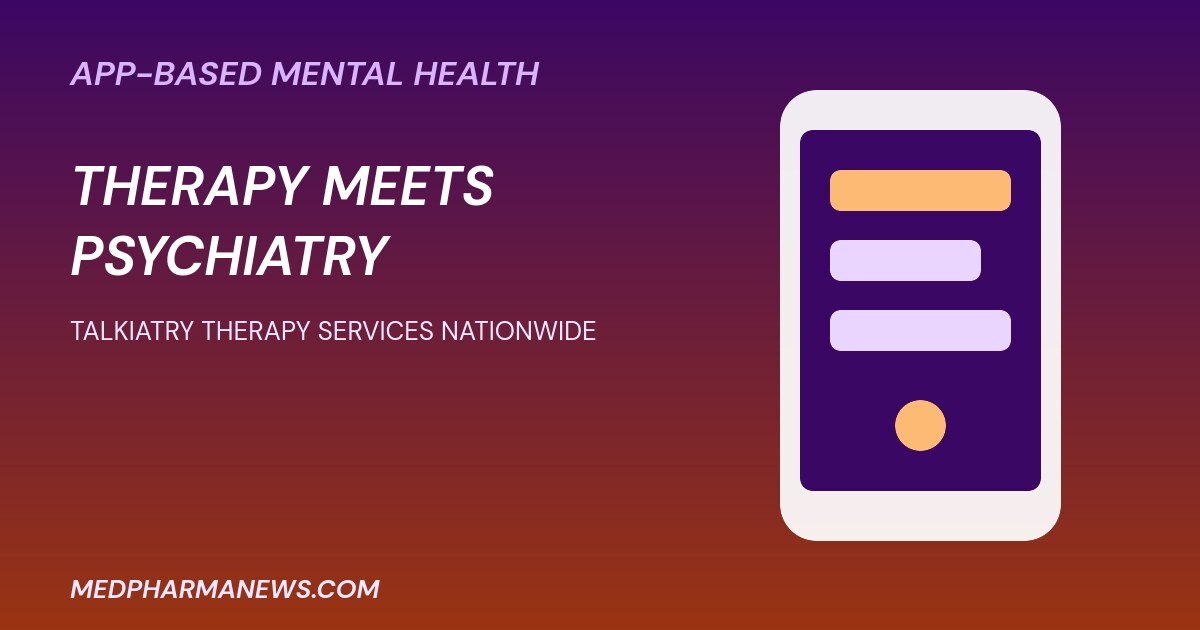 Talkiatry therapy services nationwide graphic with phone and therapy session