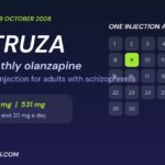 Graphic: Teva Weltruza once-monthly olanzapine injection approved by the FDA, with a calendar showing one injection a month