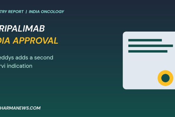 Graphic: toripalimab India approval shown as an approval document with a seal